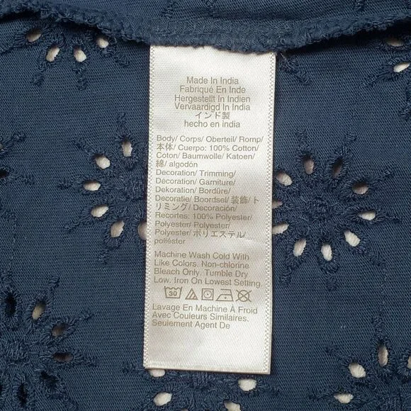 Madewell Embroidered Wide-Sleeve Boxy Tee Sunfaded Blue Relaxed Fit Casual Top S - Picture 13 of 16